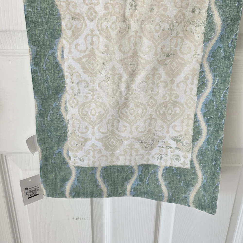 Chic Green and Cream Table Runner New